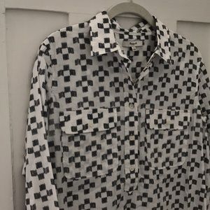 Madewell Popover Shirt, Geometric Pattern, Small